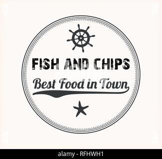 Fish and Chips Menu Design Vintage Stamp Illustration de Vecteur