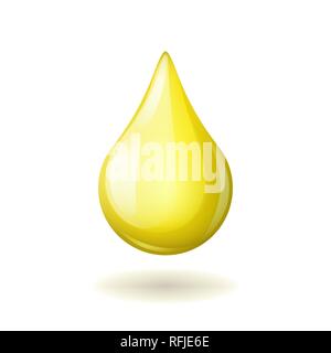 Lumineux jaune goutte d'huile naturel isolé sur fond blanc Illustration de Vecteur