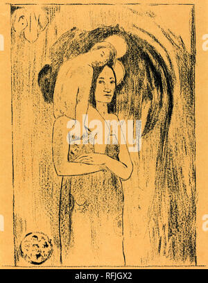 Ia Orana Maria (Nous te salue, Marie). En date du : ch. 1894. Technique : lithographie (zinc) en bleu. Musée : National Gallery of Art, Washington DC. Auteur : Paul Gauguin. Banque D'Images