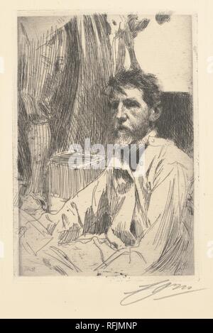 Augustus Saint-Gaudens. Artiste : Anders Zorn (suédois, Mora mora 1860-1920). Dimensions : Plateau : 7 3/4 x 5 5/16 in. (19,7 × 13,5 cm) feuille : 13 7/8 po. × 11 in. (35,2 × 27,9 cm). Sitter : Augustus Saint-Gaudens (Américain, Dublin 1848-1907 Cornish, New Hampshire). Date : 1897. Musée : Metropolitan Museum of Art, New York, USA. Banque D'Images