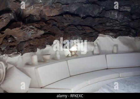 L'une des chambres à bulles volcaniques dans l'Cesar Manrique home-studio construit en 1968, le taro de Tahiche, île des Canaries, Lanzarote Banque D'Images