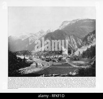 Col du Saint-Gothard et le pont, Suisse, Suisse, 1893 Photographie Ancienne Banque D'Images