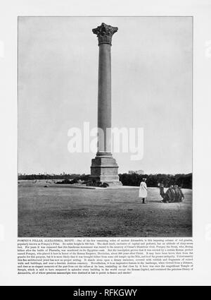 Égypte Antique Photographie : la colonne de Pompée, Alexandria, Egypte, 1893 Banque D'Images