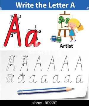 Lettre d'un alphabet de traçage illustration feuilles Illustration de Vecteur