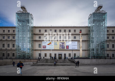 Madrid, Espagne, janvier 2019 : entrée principale du Musée National Reina Sofia Banque D'Images