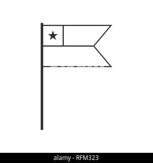 L'icône du drapeau du Chili en contour noir modèle plat. Date de l'indépendance ou de la fête nationale. Illustration de Vecteur