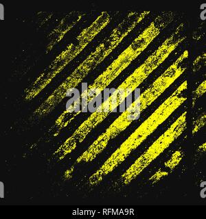 Attention metal grunge texture. Bandes de danger. Les lignes noires et jaunes. Vector background. Illustration de Vecteur