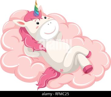 Une licorne s'étendit sur le cloud illustration Illustration de Vecteur