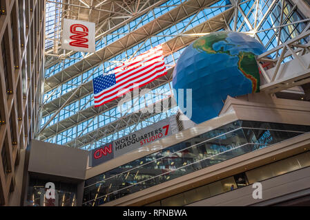 Le CNN Center, le siège mondial de CNN, dans le centre-ville d'Atlanta, Géorgie. (USA) Banque D'Images