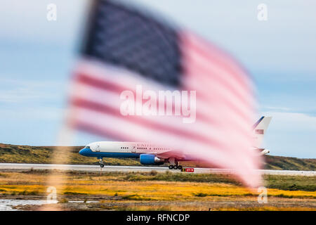 Air Force One sur la visite du président Obama à l'Arctique ville de Kotzebue, AK on septembre 2, 2015 Banque D'Images