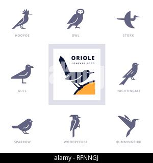 Icon Set oiseaux pour signer notre société. Illustration de Vecteur