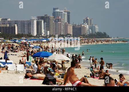 Plage de baignade, South Beach, Miami Beach, Florida, USA Banque D'Images