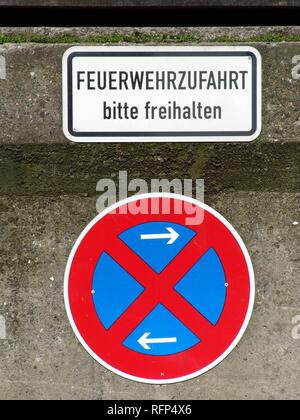 No parking sign dans une zone d'incendie, Allemagne Banque D'Images