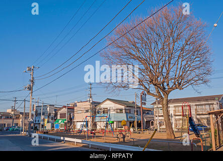 Petit parc vues lors de l'hiver à Nagareyama, Japon Banque D'Images