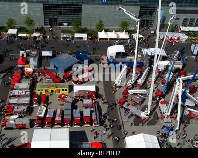 DEU, République fédérale d'Allemagne, Hanovre : Hannover fairgrounds. Wind, plus grand monde pour l'exposition des services d'incendie, Banque D'Images