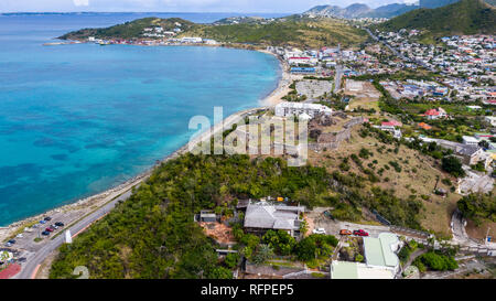 Le fort Louis, à Marigot, Saint Martin, St Martin, Saint Martin de la mer des Caraïbes Banque D'Images