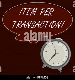 Signe texte montrant point par transaction. Photo conceptuelle nombre moyen de produits vendus dans chaque transaction client couleur blanc bulle de dialogue avec la pensée Banque D'Images
