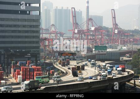 Port à conteneurs, terminal international, Lai Chi Kok, Hong Kong, Chine Banque D'Images