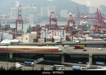 Port à conteneurs, terminal international, Lai Chi Kok, Hong Kong, Chine Banque D'Images