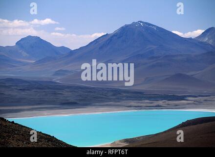 CHL, Chili, Désert d'Atacama : le lac Laguna Verde, 4000 mètres de haut. Banque D'Images