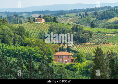 Typische toskanische Landschaft bei San Gimignano, Toscane, Italie | toscane typique paysage autour de San Gimignano, Toscane, Italie Banque D'Images