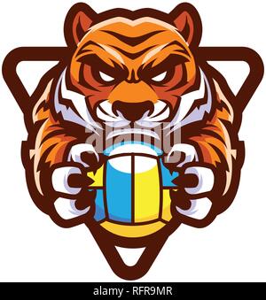 Mascotte de volley-ball Tiger Illustration de Vecteur