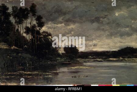 La rive du fleuve. Musée : Etat de l'Ermitage, Saint-Pétersbourg. Auteur : DAUBIGNY, CHARLES-FRANCOIS. Banque D'Images