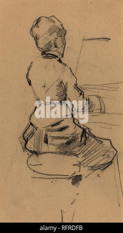 Jeune femme assise au piano [verso]. En date du : ch. 1890. Dimensions : hors tout : 19,4 x 11 cm (7 5/8 x 4 5/16 in.). Médium : craie noire sur papier vélin. Musée : National Gallery of Art, Washington DC. Auteur : forain, JEAN LOUIS. Banque D'Images