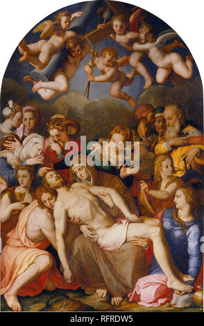 La déposition du Christ. Date/période : 1553. Peinture à l'huile sur bois. Hauteur : 263 mm (10.35 in) ; Largeur : 175 mm (6,88 in). Auteur : Bronzino. Agnolo Bronzino. Banque D'Images