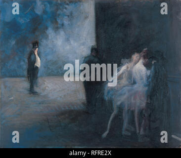 Backstage-Symphony en bleu. Date/Période : ca.1900 - 1923. La peinture. Huile sur panneau. Hauteur : 453 mm (17.83 in) ; Largeur : 547 mm (21.53 in). Auteur : forain, JEAN LOUIS. Banque D'Images