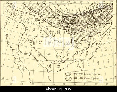 . Carnegie Institution of Washington publication. 194 LE FACTEUR CLIMATIQUE COMME ILLUSTRÉ DANS LES ZONES ARIDES DU NORD.. Fig. 52.-La fréquence des tempêtes. Janvier.. Veuillez noter que ces images sont extraites de la page numérisée des images qui peuvent avoir été retouchées numériquement pour plus de lisibilité - coloration et l'aspect de ces illustrations ne peut pas parfaitement ressembler à l'œuvre originale.. Carnegie Institution de Washington. Washington, Carnegie Institution of Washington Banque D'Images