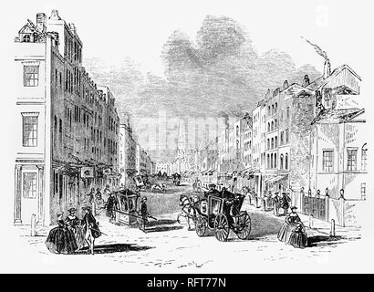 Par le 18ème siècle, Pall Mall était bien connu pour ses maisons grand ainsi que des boutiques qui inclus que de la famille Vulliamy qui a fait des horloges, Robert Dodsley a couru une librairie au n°52, où il a suggéré l'idée d'un dictionnaire à Samuel Johnson. Écrivains et artistes comme Thomas Gainsborough a commencé à se déplacer à Pall Mall au cours de ce siècle. La rue a été l'un des premiers à Londres à être éclairé par le gaz après Frederick Albert Winsor mis en place l'éclairage expérimental en1807 pour célébrer l'anniversaire du roi George III. L'éclairage permanent a été installé en 1820. Banque D'Images