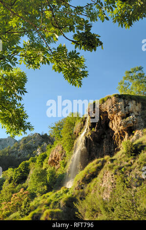 Cascade de Saint-Maurin, réserve naturelle près de la Palud-sur-Verdon dans les gorges du Verdon Parc Régional, Alpes de Haute Provence, Provence, France Banque D'Images