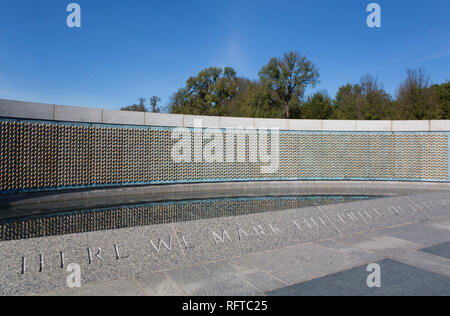 Étoiles d'or sur le prix de la liberté, Wall, World War II Memorial, Washington D.C., Etats-Unis d'Amérique, Amérique du Nord Banque D'Images