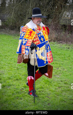 La bataille de Nantwich a été combattue pendant la première guerre civile anglaise, entre les parlementaires et les Royalistes, au nord-ouest de la ville de Nantwich, dans le Cheshire, le 25 janvier 1644. Les Royalistes de Lord Byron assiégaient Nantwich, et Sir Thomas Fairfax menait une armée pour soulager la ville. À l'approche de Fairfax, un dégel soudain a provoqué la montée du Weaver dans le spate, divisant la cavalerie de Byron de son infanterie et de son artillerie, qui ont été envahis et détruits par Fairfax. Banque D'Images