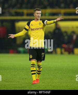 Dortmund, Allemagne. 26 janvier, 2019. firo : 26.01.2019, football, 1.Bundesliga, la saison 2018/2019, BVB, Borussia Dortmund Hanovre 96 - 5 : 1 Marco REUS, BVB, geste | Crédit : dpa/Alamy Live News Banque D'Images