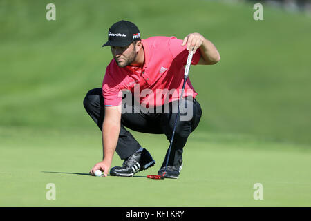 San Diego, CA. 25 Jan, 2019. Jon Rahm au cours de deuxième tour des agriculteurs ouvrent à parcours de golf de Torrey Pines à San Diego, CA, le 25 janvier 2019. Jevone Moore : csm Crédit/Alamy Live News Banque D'Images