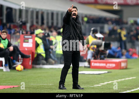 Milano, Italie. 26 janvier, 2019. Gennaro Gattuso, entraîneur-chef de l'AC Milan au cours de la série de gestes , un match de football entre l'AC Milan et SSC Napoli. Crédit : Marco Canoniero/Alamy Live News Banque D'Images