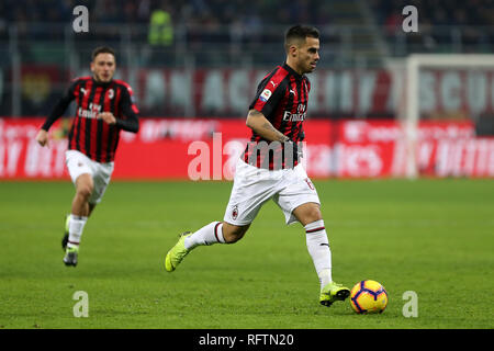 Milano, Italie. 26 janvier, 2019. Suso de l'AC Milan en action au cours de la série d'un match de football entre l'AC Milan et SSC Napoli. Crédit : Marco Canoniero/Alamy Live News Banque D'Images