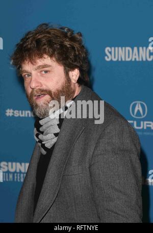 Park City, Utah, USA. 26 janvier, 2019. PARK CITY, Utah - le 26 janvier : Zach Galifianakis lors de la première de "La nuit ensoleillée" au Sundance Film Festival 2019 Le 26 janvier 2019 à Park City, Utah. Photo : imageSPACE/MediaPunch MediaPunch Crédit : Inc/Alamy Live News Banque D'Images