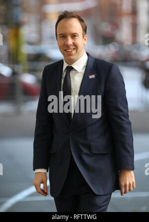 Londres, Royaume-Uni, 27 janvier 2019. Matt Hancock Secrétaire d'État à la santé et aux soins sociaux vu dans les studios de la BBC à Londres Banque D'Images