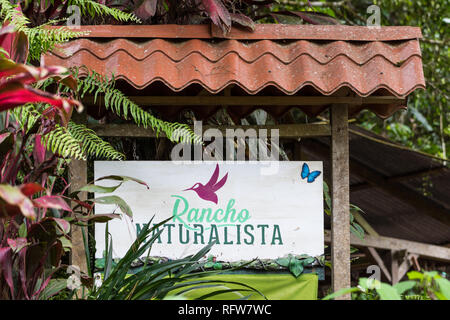 Un signe à Rancho Naturalista, une éco-lodge au Costa Rica, Amérique centrale. Banque D'Images