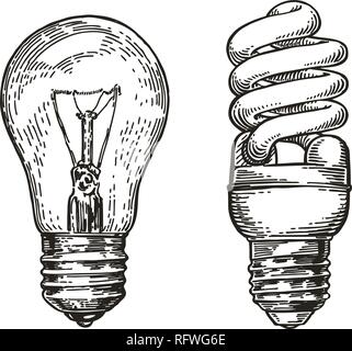 Croquis d'ampoule. L'énergie, l'ampoule électrique, l'électricité concept. Hand drawn vector illustration Illustration de Vecteur