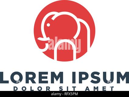 Modèle avec logo éléphant minimal style Contour, vector illustration get free business card template design - vector Illustration de Vecteur