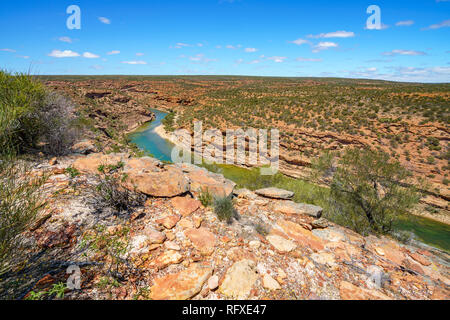 Randonnée à travers le canyon. fenêtre natures boucle qui, parc national de kalbarri, Australie occidentale Banque D'Images