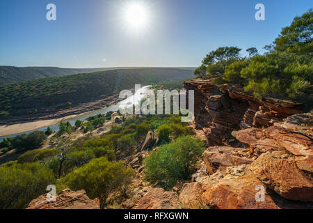 La randonnée canyon. bien sur sentier en boucle, fenêtre nature parc national de kalbarri, Australie occidentale Banque D'Images