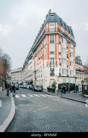 Immeuble sur Rue Lamarck, à Montmartre, Paris, France Banque D'Images