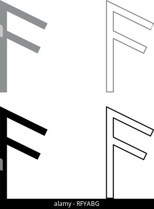 Ancuz rune Tissa ash bouche icon set vecteur de couleur gris noir style j'esquisse télévision simple image Illustration de Vecteur