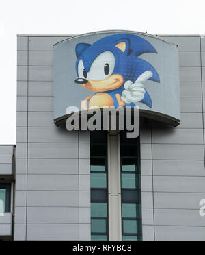 Les bureaux de Sega à Brentford, SW London - Sonic the Hedgehog est un jeu vidéo produit par Sega Banque D'Images