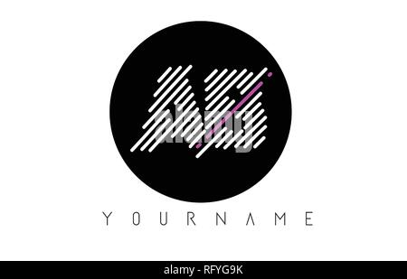 Lettre AB Logo Design avec des lignes blanches et cercle noir Vector Illustration Illustration de Vecteur